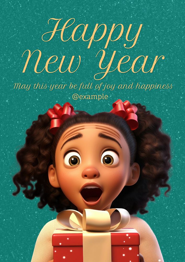 Happy New Year poster template, editable text and design