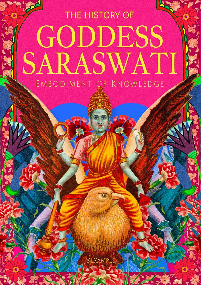 Goddess Saraswati poster template