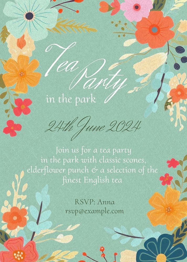 Park tea party poster template