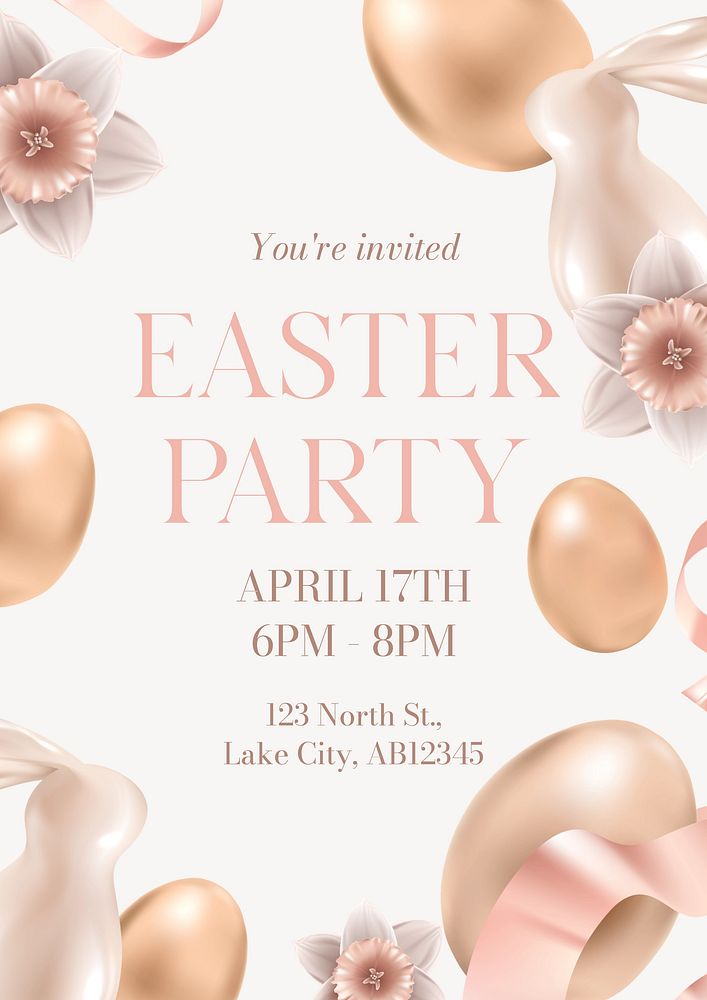 Easter party invitation  poster template