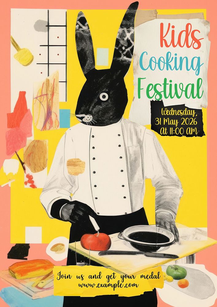 Kids cooking festival poster template