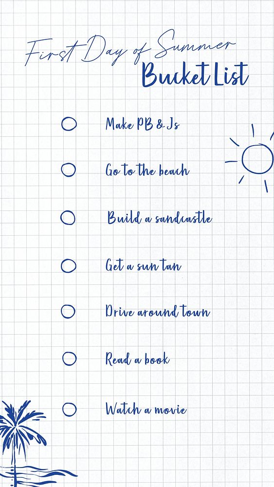 Summer bucket list planner template