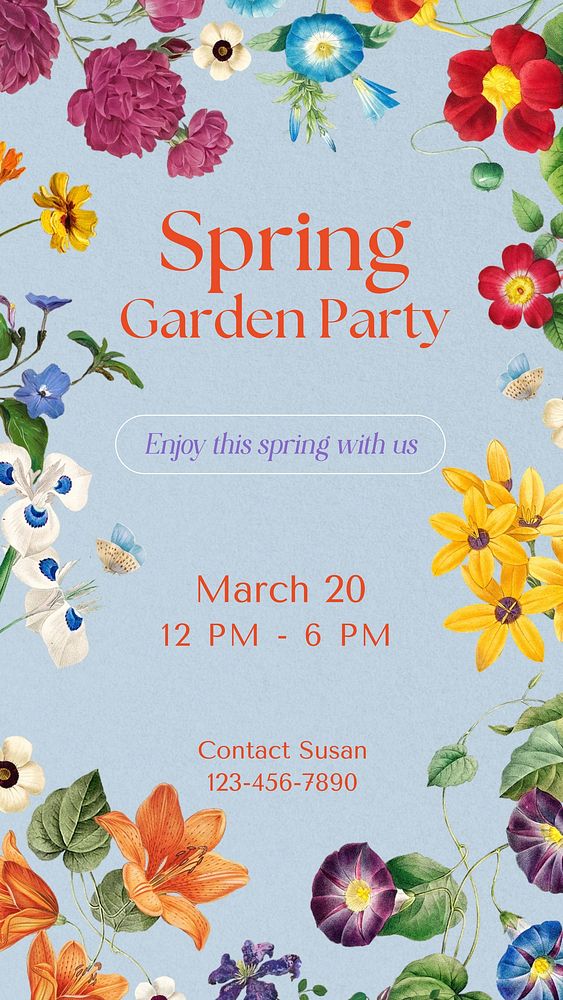Spring garden party Facebook story template