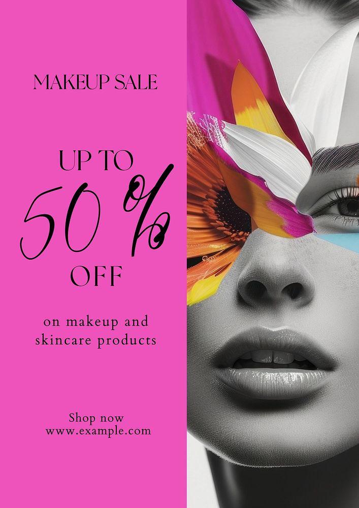 Makeup sale poster template