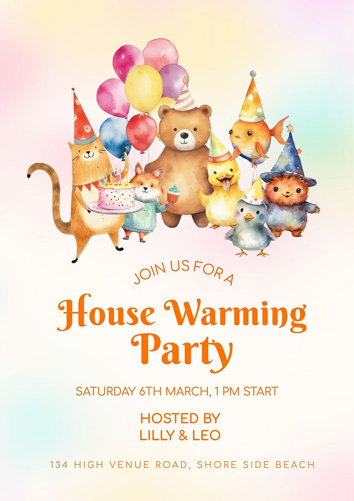 House party invitation poster template