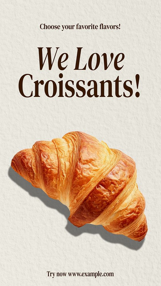 Croissant bakery shop Instagram story template