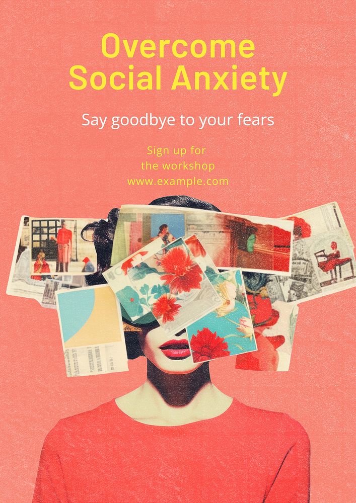 Overcome social anxiety poster template