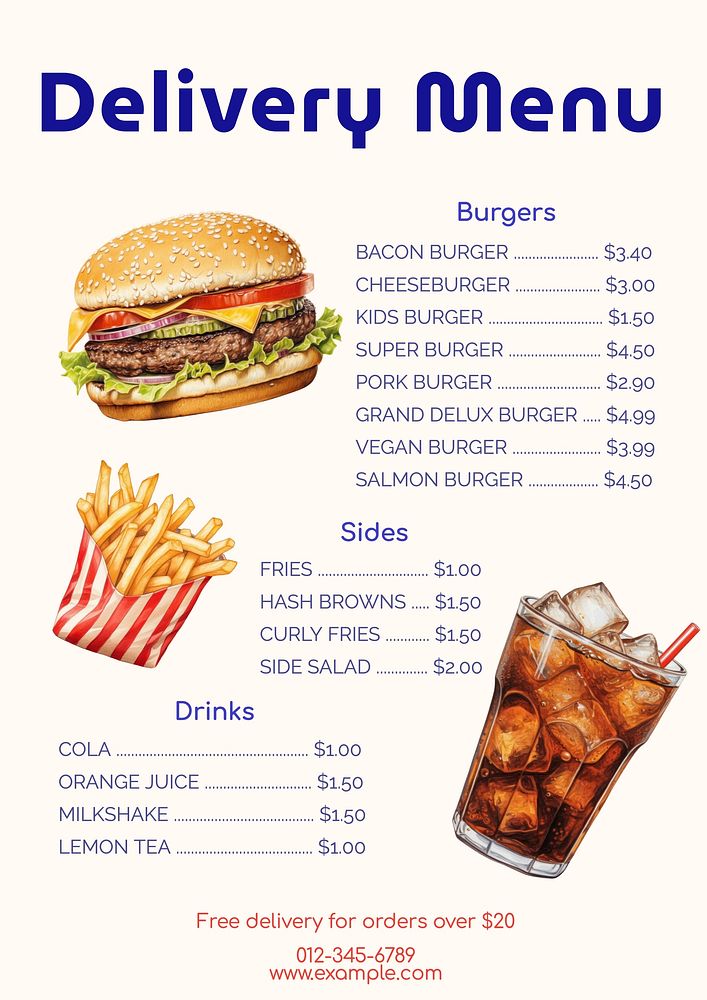 Delivery menu  template