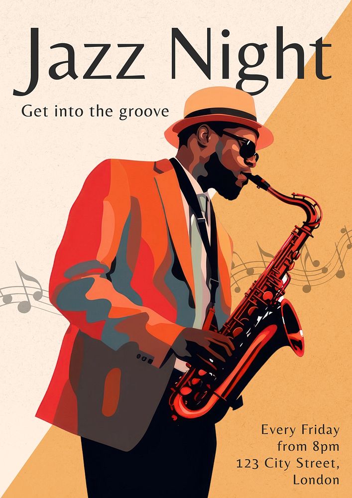 Jazz night poster template and design