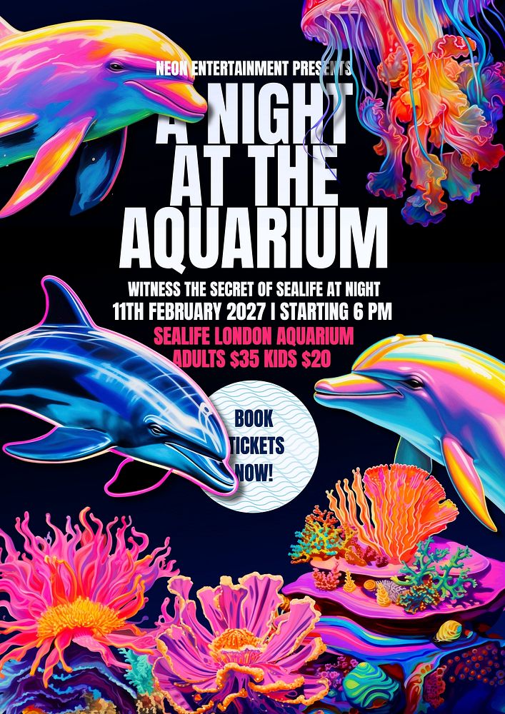 Night aquarium poster template