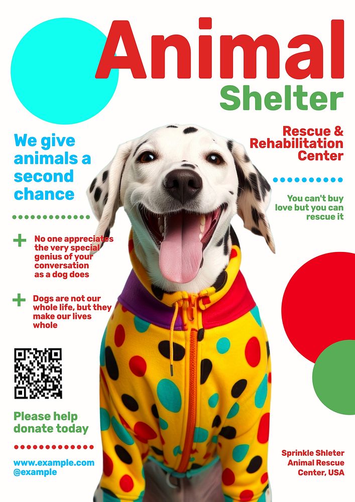 Animal shelter poster template and design