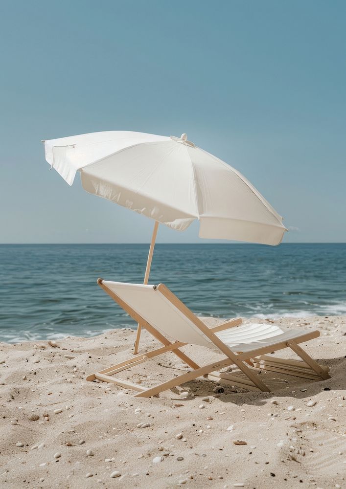 Beach umbrellra mockup chair ocean sea.