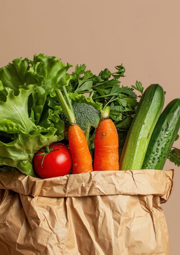 Paper bag mockup vegetable food zucchini.