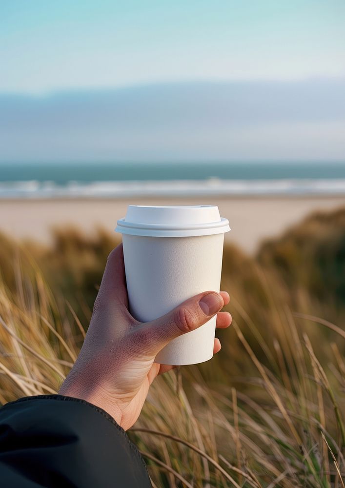 Cup mockup coffee photo ocean.