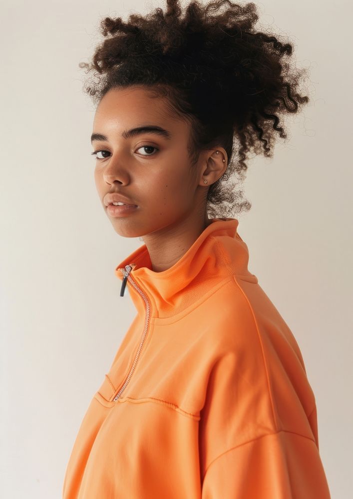 Blank orange fashion sportwear mockup photo woman photography.
