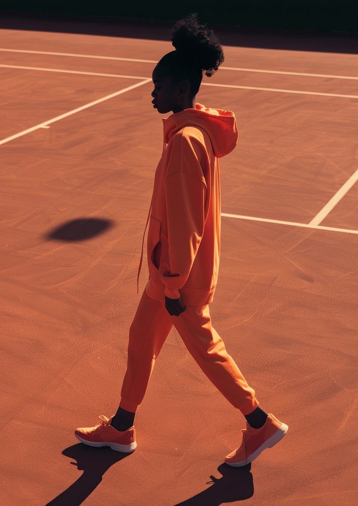 Blank orange fashion sportwear mockup walking sports tennis.