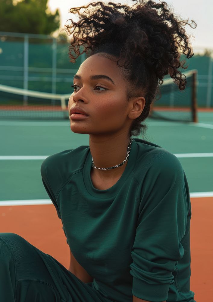 Blank deep green fashion sportwear mockup accessories accessory necklace.