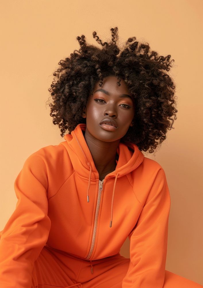 Blank orange fashion sportwear mockup apparel woman photo.
