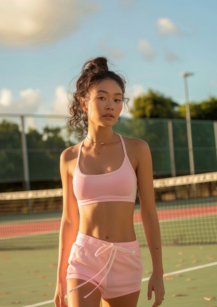 Blank pink fashion sportwear mockup apparel sports tennis.
