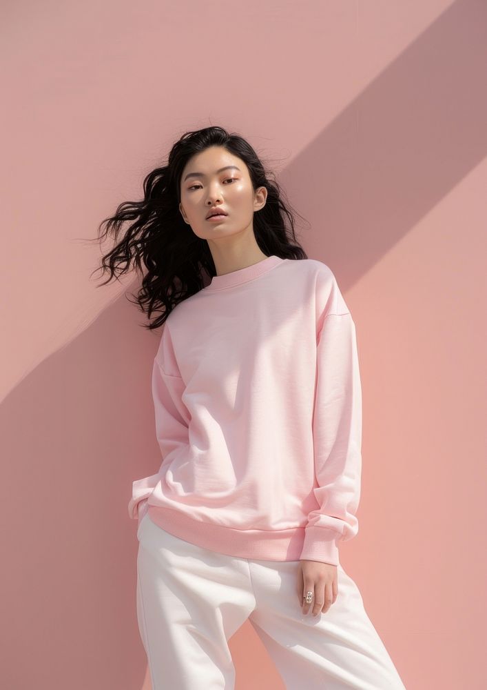 Blank pink fashion sportwear mockup apparel woman clothing.