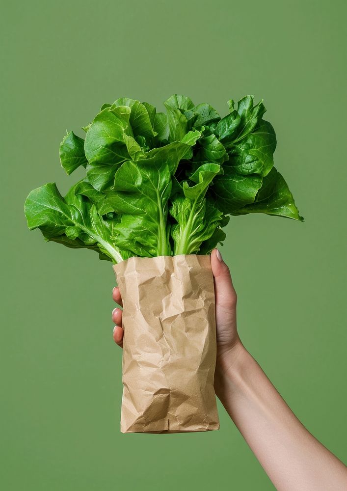 Paper pouch bag mockup vegetable food produce.