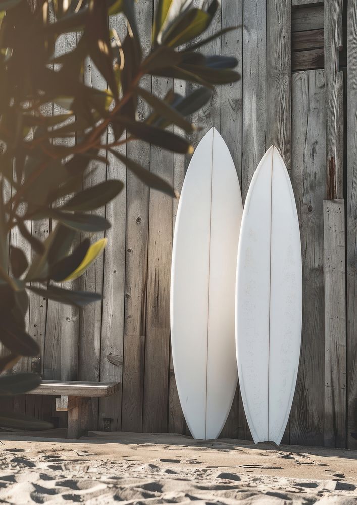 Surfboards mockup outdoors ocean sea.