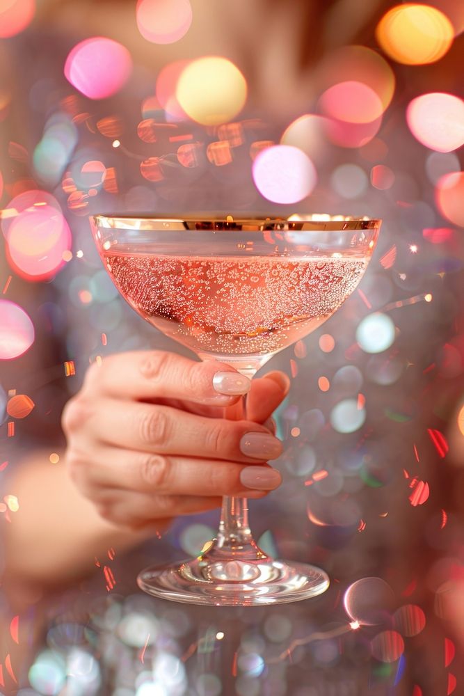 A pink cocktail glass beverage alcohol.