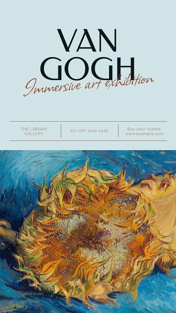 Van Gogh exhibition Instagram story template,  social media design