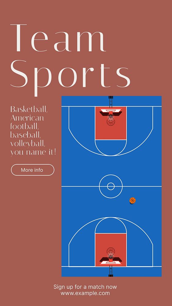 Team sports competition social story template, editable text