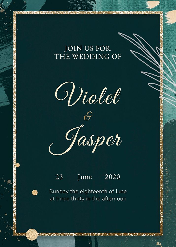Botanical aesthetic invitation card template green design