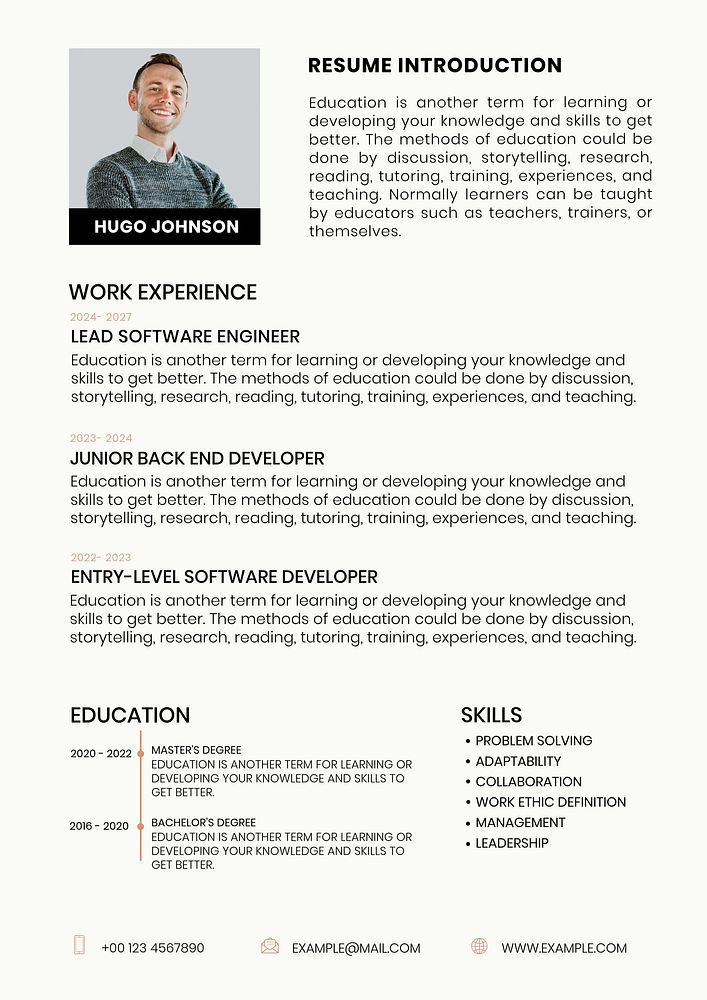 Minimal Resume  template CV builder for professionals