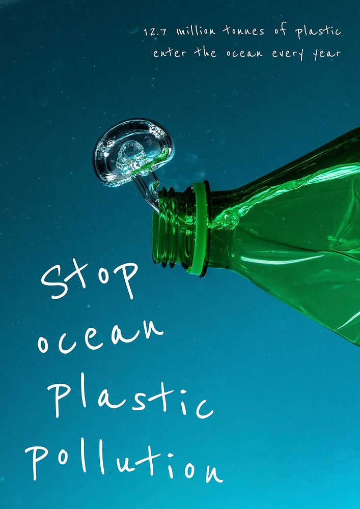 Plastic pollution poster template, editable design