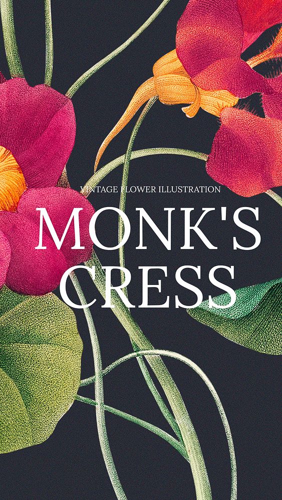 Monk's cress Facebook post template, vintage flower design