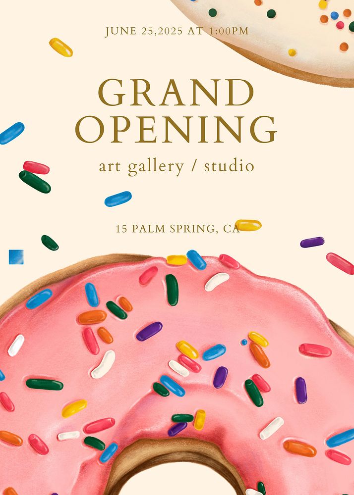 Grand opening invitation card template, dessert illustration