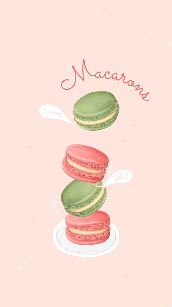Sweet shop instagram story template, macarons illustration