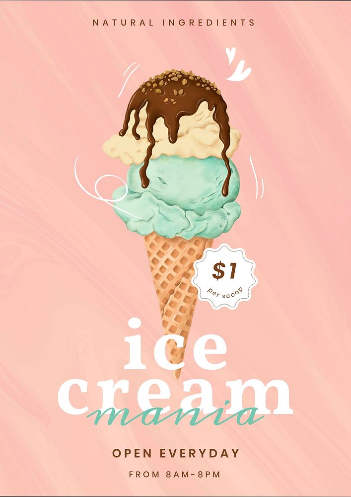Ice-cream shop poster template