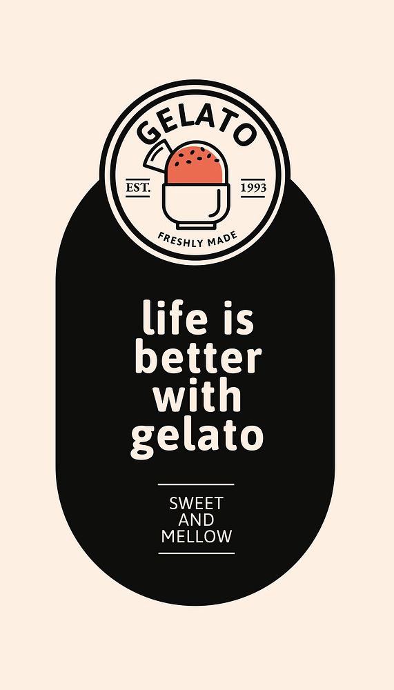 Gelato business card template  in black and white