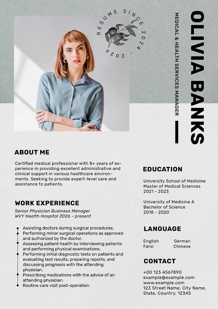 Minimal design resume template