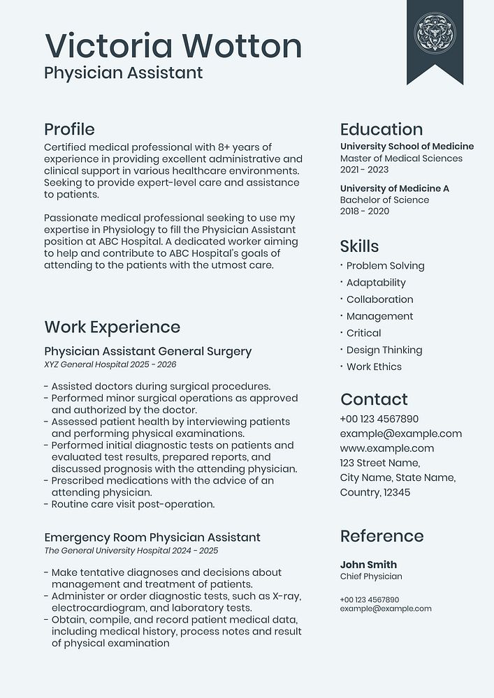 Simple professional resume template light blue  