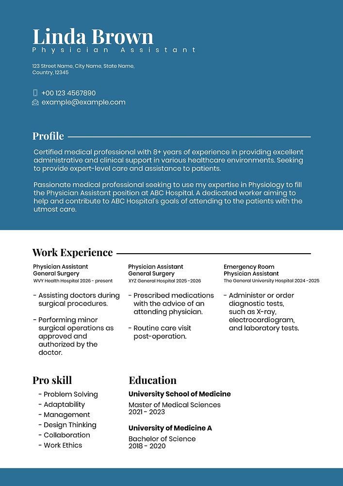 Blue professional resume template