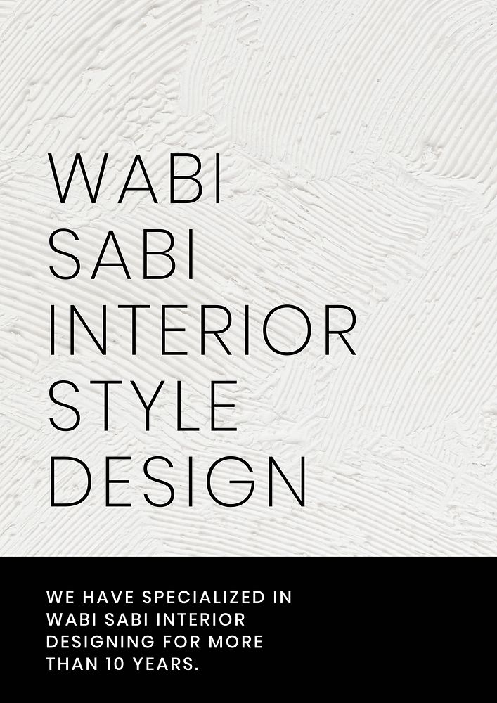 Wabi sabi interior poster template, editable text