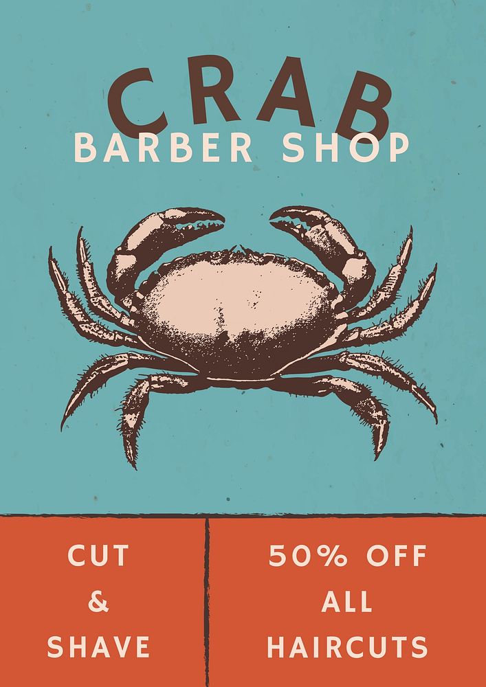 Retro barber shop poster template