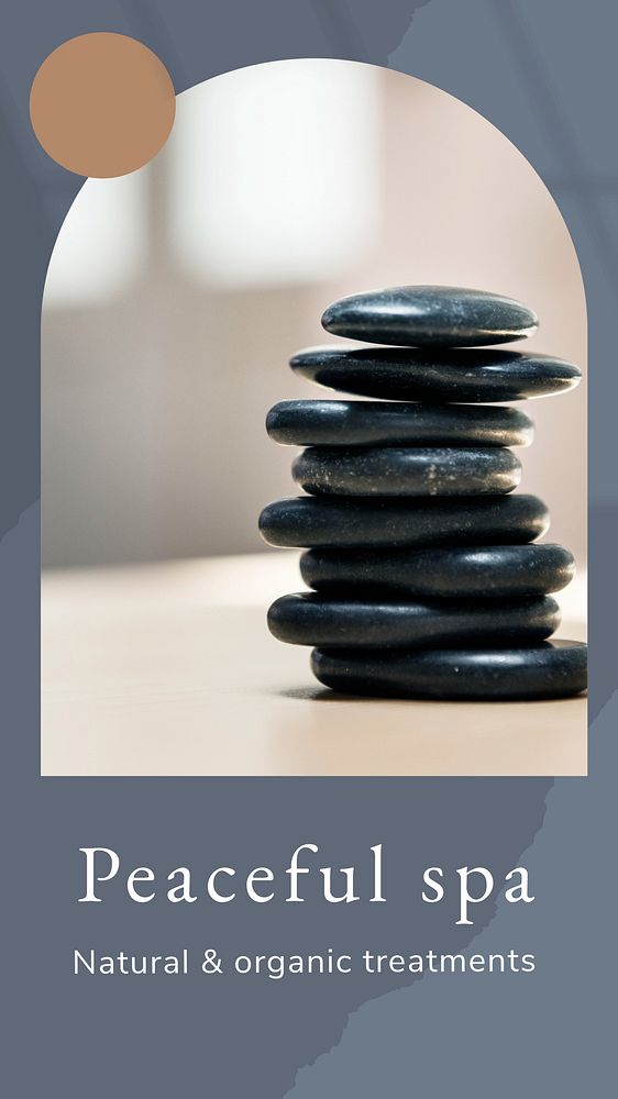 Peaceful spa Instagram story template, zen stones photo
