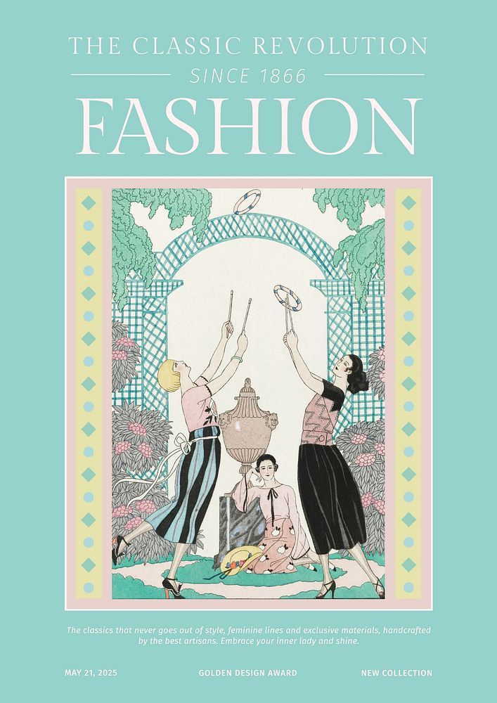 Classic fashion poster template, famous illustration by George Barbier