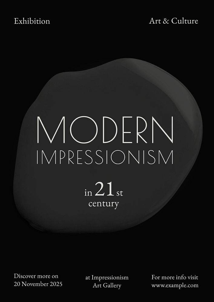 Modern impressionism exhibit poster template, editable abstract color paint design