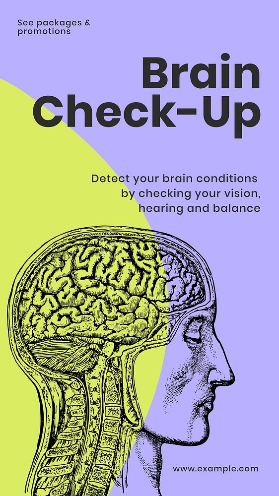 Brain check-up Instagram story template, editable design & text