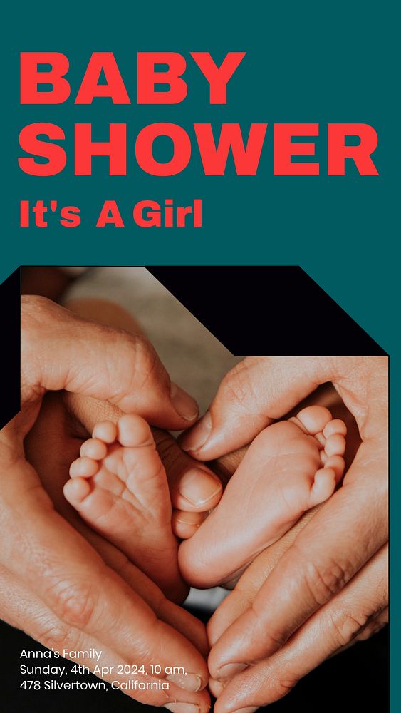 Baby shower  Instagram story template, editable design for social media