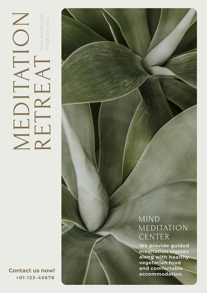 Meditation retreat  poster template, editable design