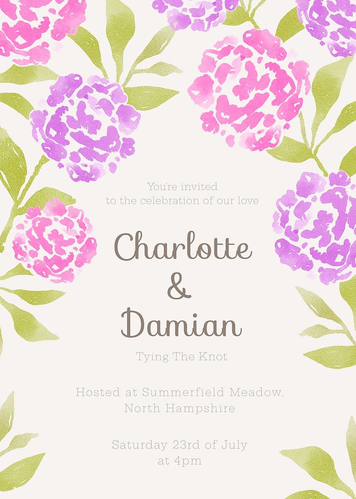 Wedding invitation card template  flower design