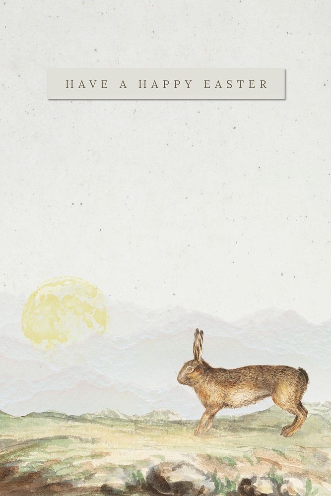 Easter bunny Pinterest pin template, vintage design
